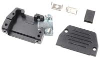 ds-15of MH Connectors MHED Series Thermoplastic Angled, Straight D Sub Backshell, 15 Way, Strain Relief