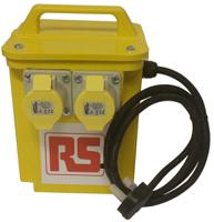 122-6705 RS PRO 3.3 kVA Intermittent 5 Mins on 15 Mins off Site Transformer, 230V ac Primary, 110 (55V Secondary, 2 x 16A O/P