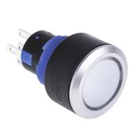 175-8301 RS PRO Illuminated Push Button Switch, Panel Mount, 22.2mm Cutout, SPDT, White LED, 250V ac, IP65