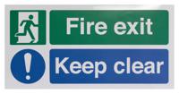 146-365 Vinyl Polyester Keep Clear, Fire Exit, Keep Clear, English, Exit Sign