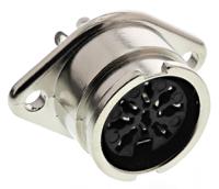 490-901 RS PRO 8 Pole Din Socket, 1A, 100 V ac, Bayonet, Female, Chassis Mount