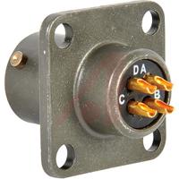 pt02a-8-4p Amphenol Socapex, PT, Copper Alloy 4 Way Panel Mount MIL Spec Circular Connector ReceptacleGreen, Pin Contacts,Shell