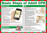 181-1482 Basic Steps of Adult CPR (Resuscitation) Safety Poster, Semi Rigid Laminate, English, 420 mm, 300mm