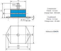 534079 Paulstra Hutchinson M10 Anti Vibration Mount, Male Buffer Foot with 800daN Compression Load