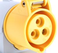 2cma193097r1000-216rs4 Amphenol Industrial, Easy & Safe IP44 Yellow Wall Mount 2P + E Right Angle Industrial Power Socket, Rated At 16A, 110 V