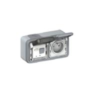 0-695-66 Legrand Grey 2 Gang Electrical Socket, 2 Poles, 16A