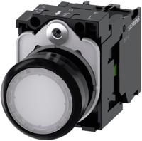 3su1102-0ab60-1ba0 Siemens SIRIUS ACT 3SU11 Series Illuminated Push Button Complete Unit, Momentary, Panel Mount, 22mm Cutout, SPST, White
