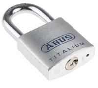 80ti50 ABUS Key Weatherproof Titanium Weatherproof Padlock, 9.5mm Shackle, 50mm Body