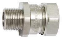ltp16-m20-exd Flexicon Fixed External Thread Fitting, Conduit Fitting, 16mm Nominal Size, M20, Brass, Silver IP66, IP67, IP68, IP69
