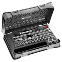 j360-3p6 Facom 20-Piece Metric 3/8 in Standard Socket Set with Ratchet, 6 point