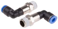 916-0772 RS PRO Elbow Threaded Adaptor, R 1/4 Male to Push In 6 mm, Threaded-to-Tube Connection Style