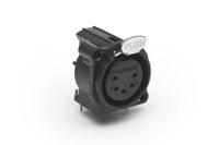 ac5fah-au-b Amphenol Industrial Chassis Mount XLR Connector, Horizontal, Female, IP40, 133 V, 5 Way, Gold over Nickel Plating