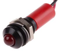 723-9527 RS PRO Red Panel Mount Indicator, 12V dc, 8mm Mounting Hole Size, Lead Wires Termination, IP67