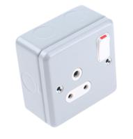 k2871-alm MK Electric Metalclad Plus Grey 1 Gang Plug Socket, 2 Poles, 5A, Indoor Use