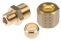 0105-08-10 Legris Brass Pipe Fitting, Straight Compression Coupler, Male R 1/8in to Female 8mm