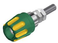 930099188 Hirschmann Test & Measurement 16A, Green/Yellow Binding Post With Brass Contacts and Nickel Plated - 14mm Hole Diameter