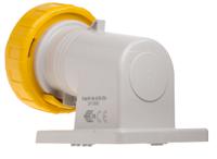 410-236 Scame IP66, IP67 Yellow Wall Mount 2P + E Right Angle Industrial Power Plug, Rated At 16A, 110 V