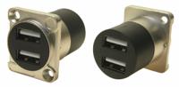 282-835 RS PRO Straight, Panel Mount, Female to Male- Dual Port Type USB 2.0 2 USB Connector