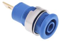 233060-23 Staubli Blue Female Banana Socket, 4 mm Connector, Tab Termination, 32A, 1000V, Gold Plating