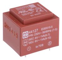 44127 Myrra 6V ac 2 Output Through Hole PCB Transformer, 2VA