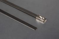 159-5357 RS PRO Cable Tie, Ball Lock, 200mm x 4.6 mm, Metallic 316 Stainless Steel, Pk-100