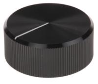 465-9870 RS PRO 30mm Black Potentiometer Knob for 6.4mm Shaft Splined
