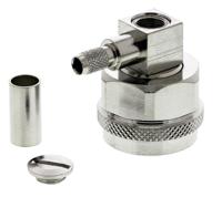 j01020a0035 Telegartner, Plug Cable Mount N Connector, 50Ω, Solder Termination, Right Angle Body