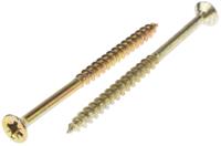 144-3493 RS PRO Pozidriv Countersunk Steel Wood Screw, Yellow Passivated, Zinc Plated, 6mm Thread, 90mm Length