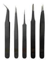 249-8654 RS PRO Steel, Curved, Fine, Rounded, Sharp, ESD Tweezer Set