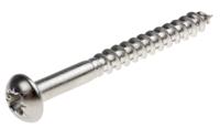 483-3236 RS PRO Pozidriv Round Stainless Steel Wood Screw, A2 304, 4mm Thread, 40mm Length