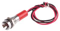 723-9404 RS PRO Red Panel Mount Indicator, 12V dc, 8mm Mounting Hole Size, Lead Wires Termination, IP67