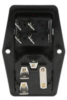 bvb01z000011 Bulgin C14 Panel Mount IEC Connector Male, 10A, 250 V, Fuse Size 5 x 20mm