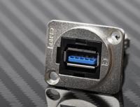 907-5621 RS PRO Straight, Panel Mount, Socket- Single Port Type A to A 3.0 USB Connector
