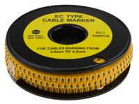 812-0821 RS PRO Slide On Cable Markers, Black on Yellow, Pre-printed "6", 3 → 4.2mm Cable