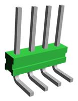825437-4 TE Connectivity AMPMODU MOD II Series Right Angle Through Hole Pin Header, 4 Contact(s), 2.54 mm Pitch, 1 Row,