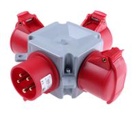 2cma168124r1000-416t6 Amphenol Industrial, Easy & Safe IP44 Red 1 x 3P + N + E, 3 x 3P + N + E Industrial Power Connector Adapter Plug,