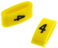 901-10482 HellermannTyton Ovalgrip Slide On Cable Markers, Black on Yellow, Pre-printed "4", 2.5 → 6mm Cable,