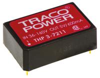 thp-3-2411 TRACOPOWER THP 3 DC-DC Converter, 5V dc/ 600mA Output, 9 → 40 V dc Input, 3W, Through Hole, +85°C Max Temp -40°C