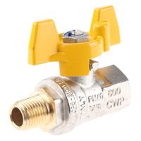 733-5296 RS PRO Brass 2 Way, Ball Valve, Threaded, BSPP 1/4in, 40 → 30bar Operating Pressure