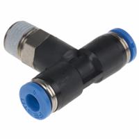 qst-18-4 Festo QS Series Tee Threaded Adaptor, Push In 4 mm to Push In 4 mm, Threaded-to-Tube Connection Style, 153106