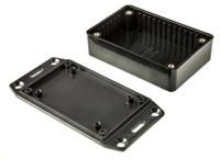 1591mflbk Hammond 1591 Series Black Flame Retardant ABS Enclosure, IP54, Flanged, Black Lid, 85 x 56 x 21mm