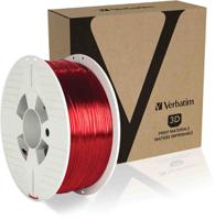 55054 Verbatim 1.75mm Clear Red PET-G 3D Printer Filament, 1kg