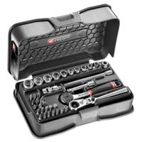 r161-6p6hx Facom 37-Piece Metric 1/4 in Standard Socket/Bit Set with Ratchet, 6 point