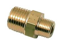 0121-17-10 Legris Brass Pipe Fitting, Straight Threaded Adapter, Male R 3/8in to Male R 1/8in