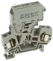 281-622281-417 WAGO 281-622/281-417 281 Series Grey, 4mm², Single-Level, Cage Clamp Termination, Fused