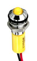 249-4345 RS PRO Yellow Panel Mount Indicator, 2V dc, 8mm Mounting Hole Size, Lead Wires Termination, IP67