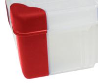 124-6588 RS PRO 5 Cell Transparent Red Polypropylene Compartment Box, 30mm x 140mm x 75mm