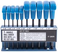 537-805 RS PRO 10 piece T Shape Imperial Hex Key Set, 3/32 → 3/8in