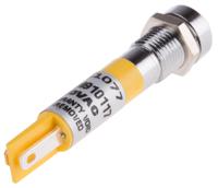 211-077 RS PRO Yellow Panel Mount Indicator, 110V ac, 8mm Mounting Hole Size, Solder Tab Termination