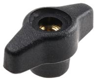169-345 RS PRO Black Wing Clamping Knob, M6, Threaded Through Hole